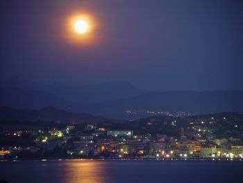 Illuminated cityscape at night