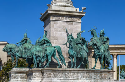 Millennium monument on heroes' square in budapest, hungary. 