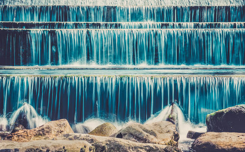 Panoramic view of sea against rocks