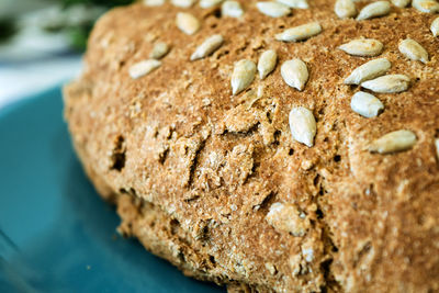 High angle view of bread on plate