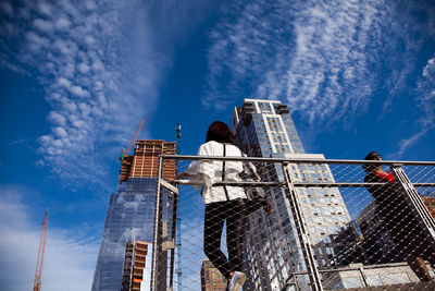 Low angle view of building against blue sky