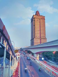 View of traffic on road in city