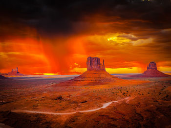 Scenic view of desert during sunset