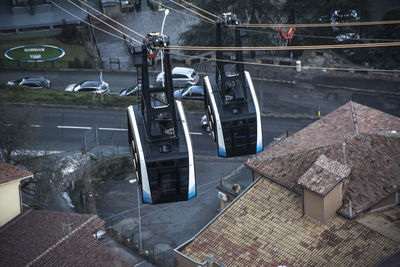 High angle view of vehicles on street