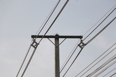 Low angle view of power lines against sky