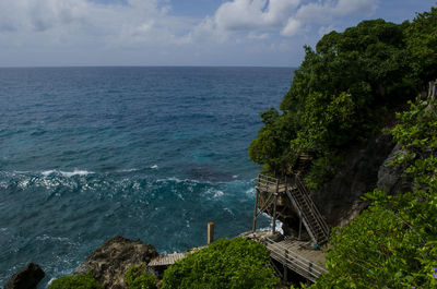 High angle view of sea against sky