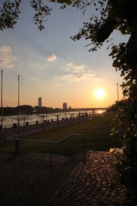 Scenic view of sunset over city