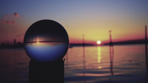 Close-up of hot air balloon at sunset