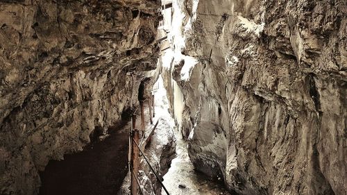 Panoramic view of rock formation in cave