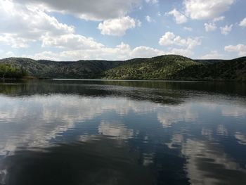 Scenic view of lake against sky