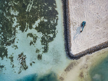 North male atoll, huraa island, aerial view of excavator