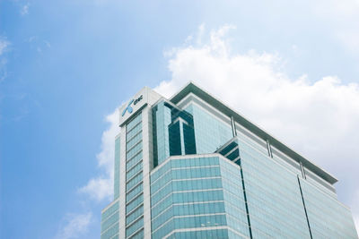 Low angle view of modern building against sky