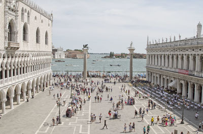 Tourists in front of historic building