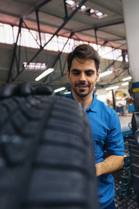 Man working on car