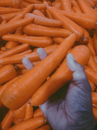 Full frame shot of carrots for sale in market