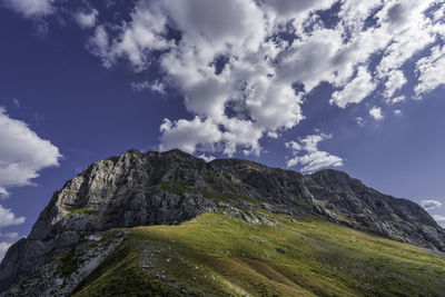 Low angle view of mountain against sky