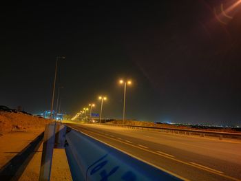 Light trails on road at night