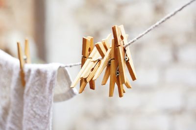 Close-up of clothesline