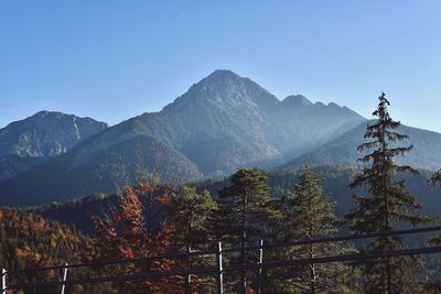 Scenic view of mountains against clear sky