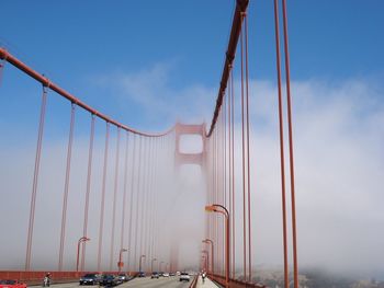 Low angle view of suspension bridge