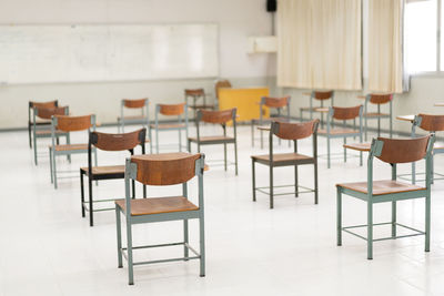 Empty chairs and table at home