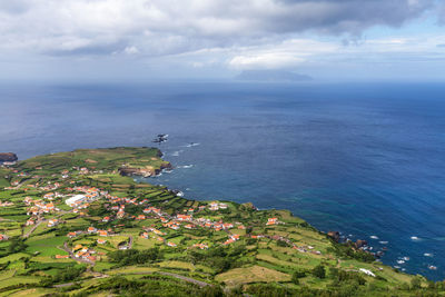 High angle view of sea against sky