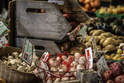 Vegetables for sale at market stall