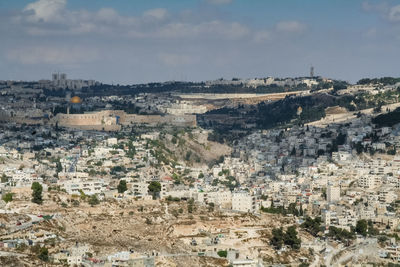 High angle view of townscape against sky