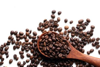 High angle view of coffee beans on table