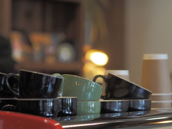 Close-up of coffee cup on table