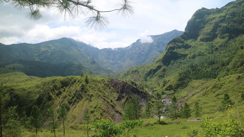 Scenic view of mountains against sky