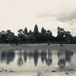 Reflection of building in lake