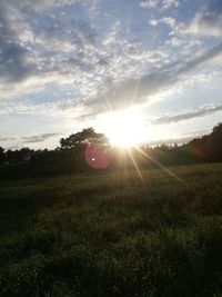 Scenic view of field against sky during sunset