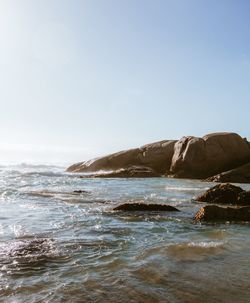 Scenic view of sea against clear sky