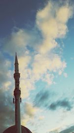 Low angle view of tower against sky