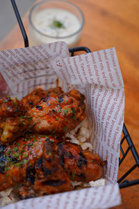 Close-up of food on table