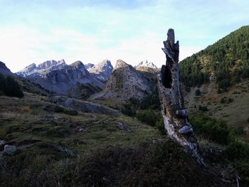 Scenic view of rocky mountains against sky