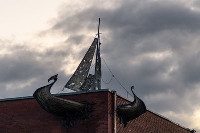 Low angle view of traditional building against cloudy sky