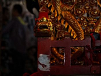 Close-up of metallic object against blurred background