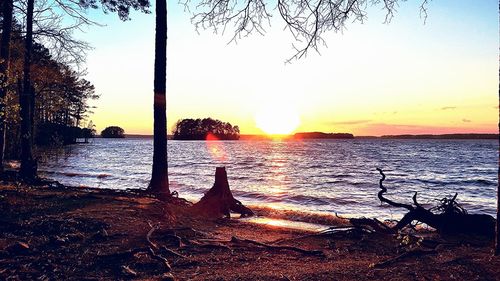 Scenic view of sunset over sea