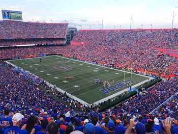 High angle view of crowd in stadium