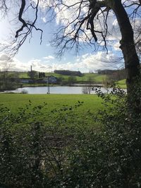 Scenic view of lake against sky