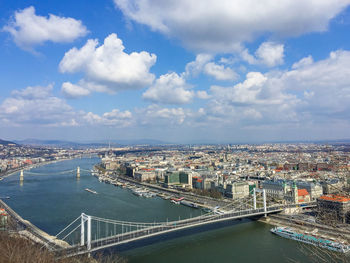 High angle view of bridge over river against sky