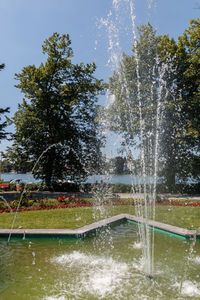 Water fountain in lake