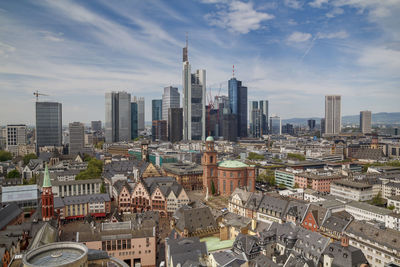 High angle view of buildings in city