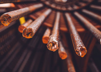 Close-up of rusty metal on barbecue grill