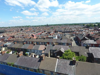 High angle view of townscape against sky