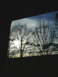 Silhouette bare trees against sky during sunset