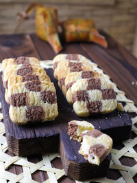 Closeup of malay traditional cookies known as biskut dam in selective focus