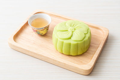 High angle view of food on cutting board